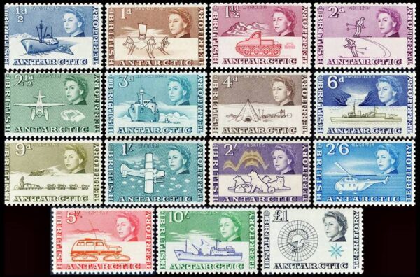 ANTARTIDA BRITANICA (B.A.T.) SELLOS, 1963 - SERIE SELLOS ORDINARIOS - ELIZABETH II - YV 1/15 - 15 VALORES - NUEVO - MINT