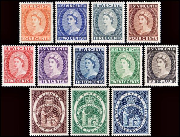 SAINT VINCENT/STAMPS, 1955 - DEFINITIVES - ELIZABETH II - YV 170/81 - 12 VALUES - MNH