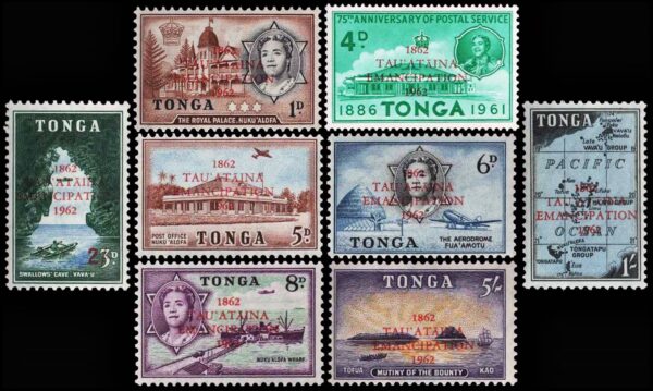 TONGA/SELLOS, 1962 - PROTECTORADO BRITANICO - SELLOS SOBRECARGADAS - YV 119/26 - 8 VALORES - NUEVO