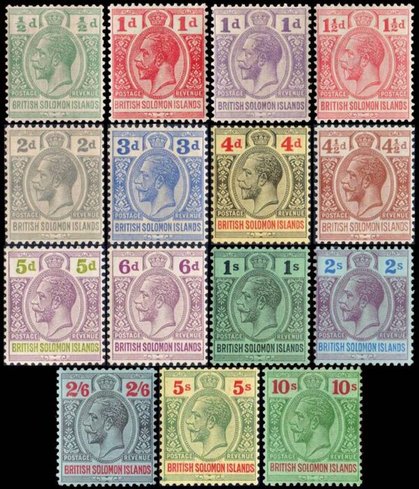 SOLOMON/STAMPS, 1923-1931 - GEORGE V - YV 37/50 - 15 VALUES - HINGED