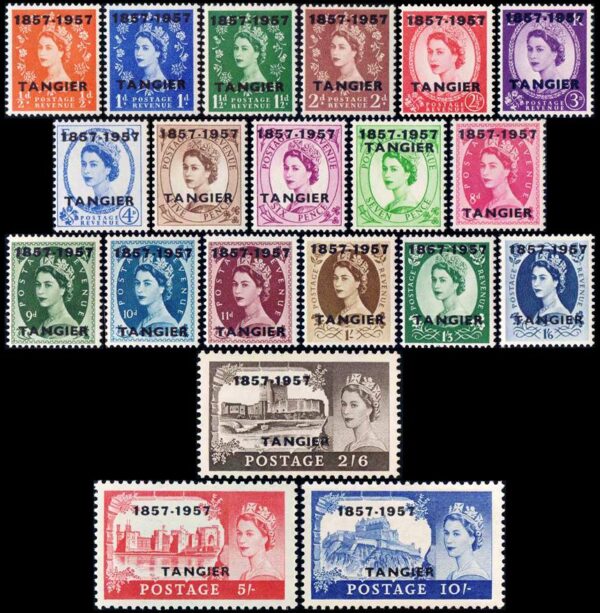 TANGER (MOROCCO) STAMPS, 1957 - ELIZABETH II - DEFINITIVES - YV 87106 - 20 VALUES - MNH
