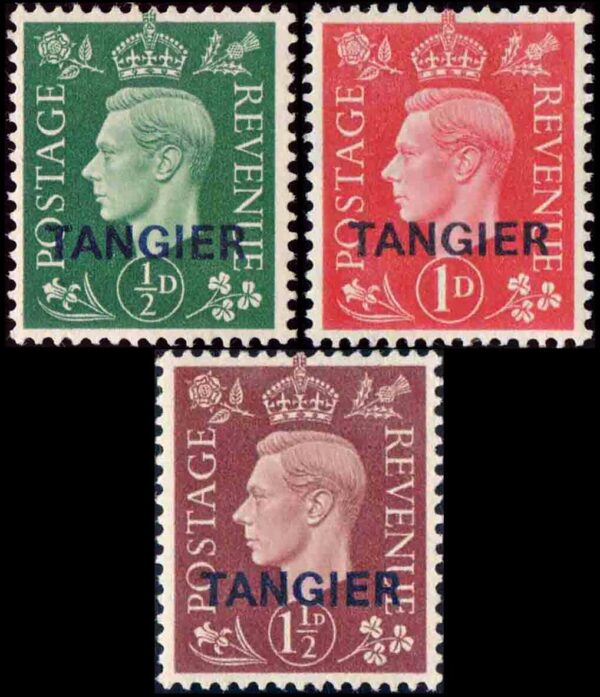 TANGIER (MOROCCO9 STAMPS, 1937 - GEORGE VI - DEFINITIVES - YV 15/17 - 3 VALUES - MNH - HINGE