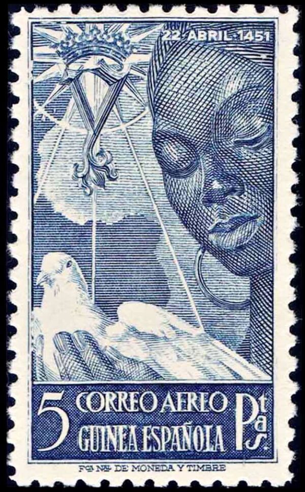 GUINEA ESPAÑOLA/SELLOS, 1951 – 500 AÑOS DEL NACIMIENTO DE ISABEL LA CATOLICA – YV A 21 – 1 VALOR – NUEVO – MINT