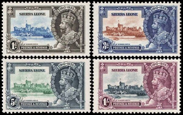 SIERRA LEONA/SELLOS, 1935 - JUBILEO DE JORGE V - CASTILLOS - YV 151/54 - 4 VALORES - NUEVO - BISAGRA