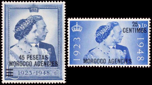 MARRUECOS (ZONA ESPAÑOLA) SELLOS, 1948 - JORGE VI - BODAS DE PLATA - YV 85/86 - 2 VALORES - NUEVO - BISAGRA