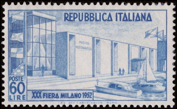 ITALIA/SELLOS, 1952 - FERIA DE MILAN - PABELLON DE MOTONAUTICA - BARCOS - YV 623 - 1 VALOR - NUEVO - MINT