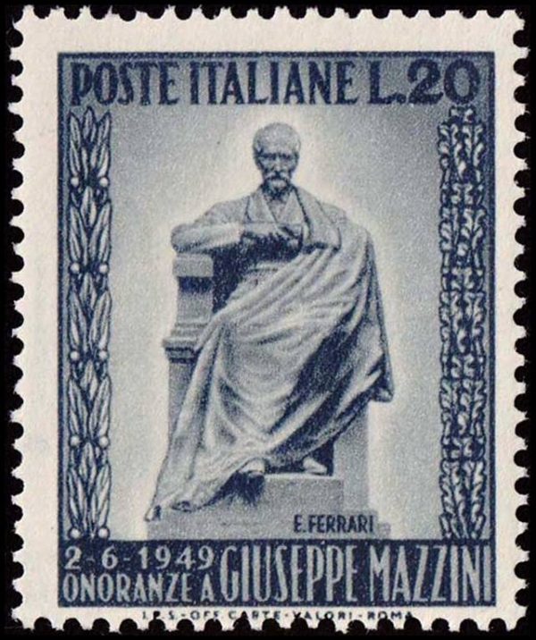 ITALIA/SELLOS, 1949 - GIUSEPPE MAZZINI - PATRIOTA - MONUMENTO - YV 542 - 1 VALOR - NUEVO - MINT