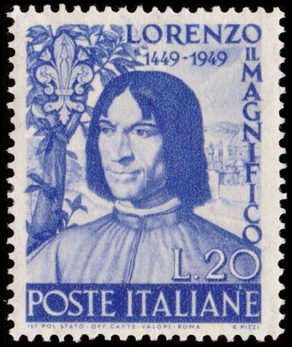 ITALIA/SELLOS, 1949 - LORENZO DE MEDICIS - "EL MAGNIFICO" - ESCRITOR - POETA - POLITICO - YV 547 - 1 VALOR - NUEVO - MINT