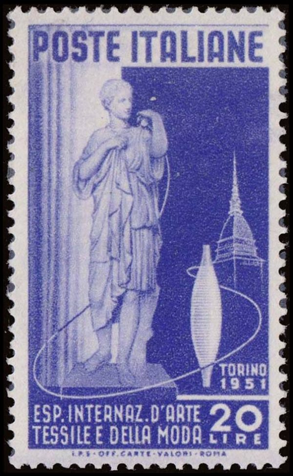 ITALIA/SELLOS, 1951 - EXPOSICION DEL ARTE TEXTIL Y DE LA MODA - ESCULTURA - YV 598 - 1 VALOR - NUEVO - MINT