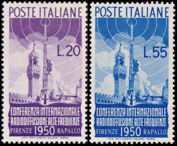 ITALIA/SELLOS, 1950 - RADIO DE ALTA FRECUENCIA - MONUMENTO A COLON - YV 561/62 - 2 VALORES - NUEVO - MINT