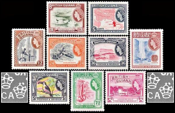 GUYANA/SELLOS, 1963-1966 - SELLOS ORDINARIOS - ELIZABETH II - YV 205A/213 - 9 VALORES - NUEVO - MINT