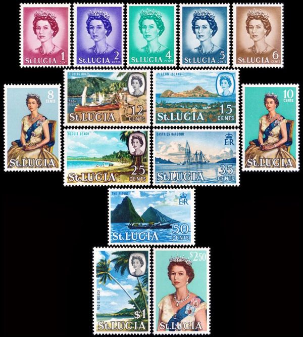 SANTA LUCIA/SELLOS, 1964 - SELLOS ORDINARIOS - ELIZABETH II - VISTAS - YV 180/93 - 14 VALORES - NUEVO - MINT