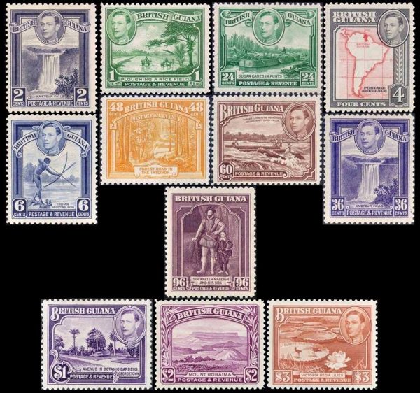 GUYANA/SELLOS, 1938-1945 - SELLOS ORDINARIOS - JORGE VI - YV 162/73 - 12 VALORES - NUEVO - BISAGRA