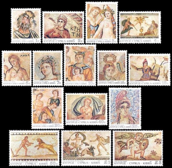 CHIPRE/SELLOS, 1989 - SELLOS ORDINARIOS - MOSAICOS - YV 728/42 - 15 VALORES - NUEVO - MINT