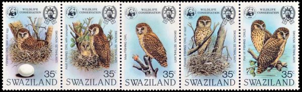 SWAZILANDIA/SELLOS, 1982 - W.W.F. - PROTECCION DE LA FAUNA - AVES DE PRESA - YV 399/403 - 5 VALORES - NUEVO - MINT