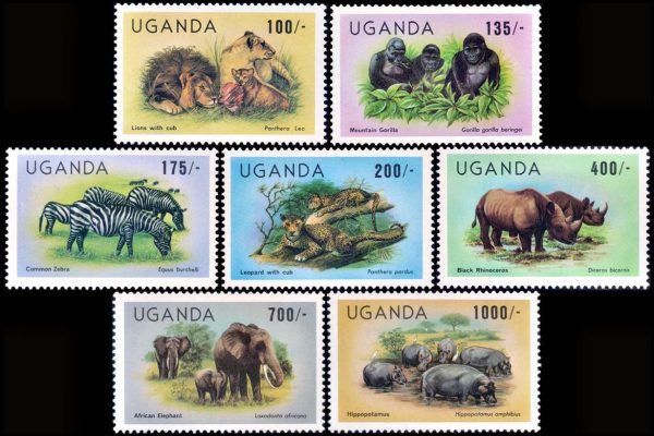 UGANDA/SELLOS, 1983 – SELLOS ORDINARIOS – FAUNA DE AFRICA - NUEVO VALORES – YV  343/49 – 7 VALORES – NUEVO – MINT