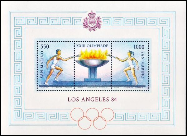 SAN MARINO/SELLOS, 1984 - DEPORTES - JUEGOS OLIMPICOS "ANGELES 1984" - YV BF 12 - BLOQUE - NUEVO - MINT