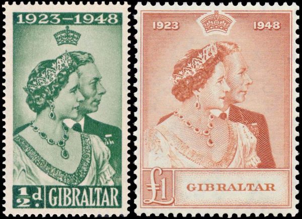 GIBRALTAR/SELLOS, 1948 - BODAS DE PLATA - JORGE VI - YV 119/120 - 2 VALORES - NUEVO - MINT