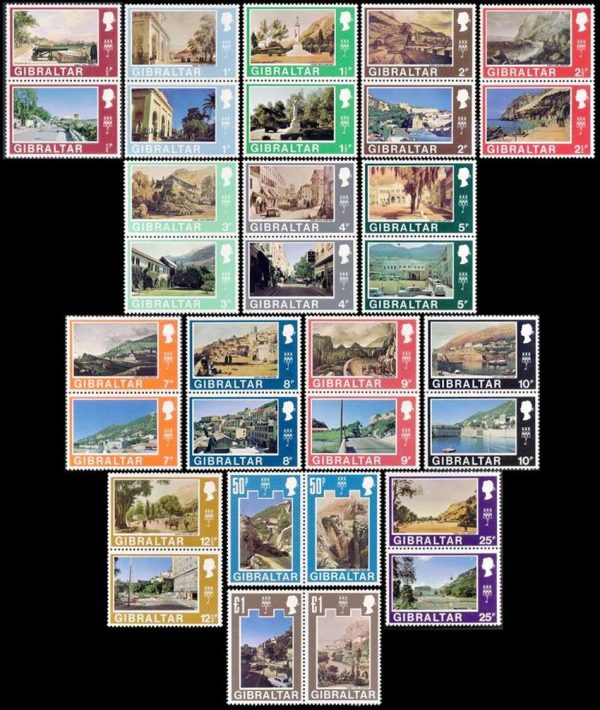 GIBRALTAR/SELLOS, 1971 - ELIZABETH II - VISTAS DE GIBRALTAR DEL SIGLO XIX Y SIGLO XX - YV 239/270 - 32 VALORES - NUEVO - MINT