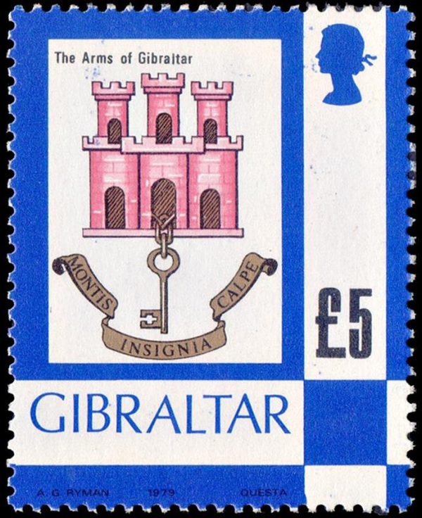 GIBRALTAR/SELLOS, 1979 - SELLO ORDINARIO - ELIZABETH II - ARMAS DE GIBRALTAR - CASTILLO - LLAVE - YV 396 - 1 VALOR - NUEVO - MINT