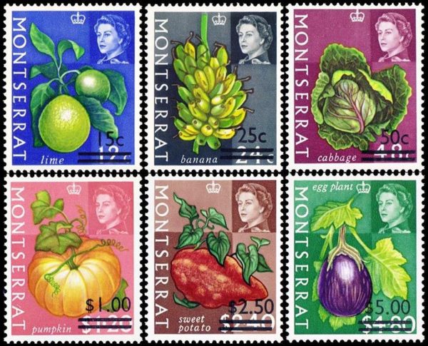 MONTSERRAT/STAMPS, 1968 - DEFINITIVES - ELIZABETH II - FRUITS AND VEGETABLES - OVERPRINT - YV 193/98 - 6 VALUES - MNH