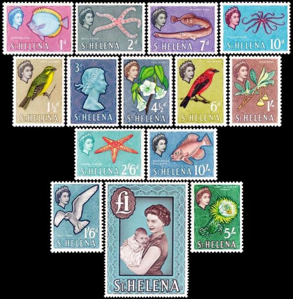 SANTA HELENA/SELLOS, 1961 - ELIZABETH II - FLORA Y FAUNA - YV 141/54 - 14 VALORES - NUEVO - MINT