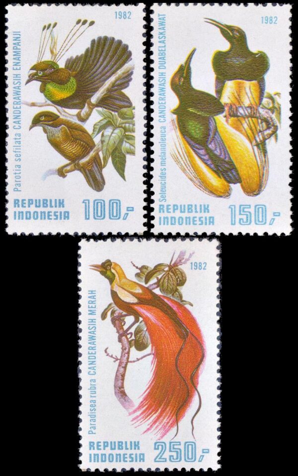 INDONESIA/SELLOS, 1982 - FAUNA AVES DEL PARAISO - 972/74 - 3 VALORES - NUEVO - MINT