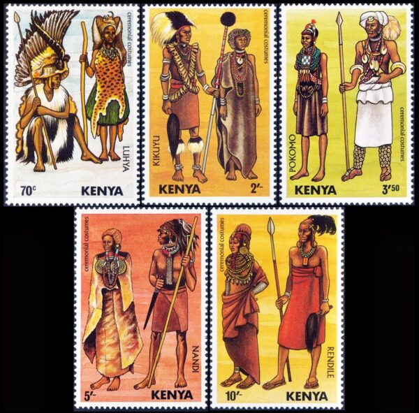 KENIA/SELLOS, 1984  - TRAJES TIPICOS DE CEREMONIAS TRADICIONALES - YV 309/13 - 5 VALORES - NUEVO - MINT