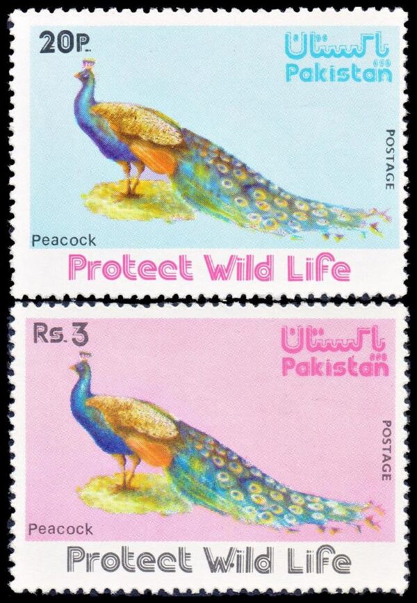 PAKISTAN/SELLOS, 1976 - PROTECCION DE LA NATURALEZA - PAVOS REALES - YV 401/02 - 2 VALORES - NUEVO - MINT