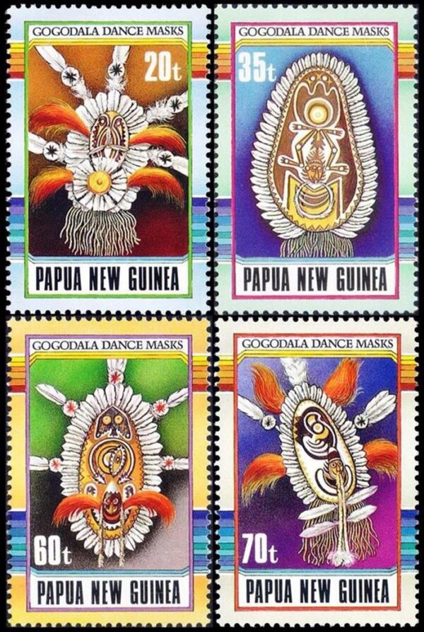 PAPUA NUEVA GUINEA/SELLOS, 1990 - MASCARAS DE DANZAS - YV 611/14 - 4 VALORES - NUEVO - MINT