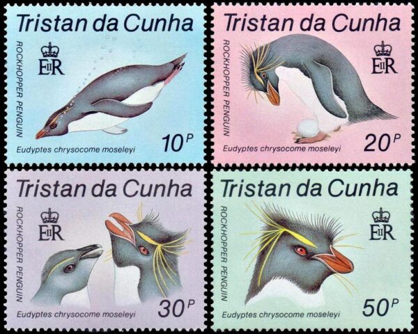 TRISTAN DA CUNHA/SELLOS, 1987 - AVES - PINGUINOS - YV 406/09 - 4 VALORES - NUEVO - MINT