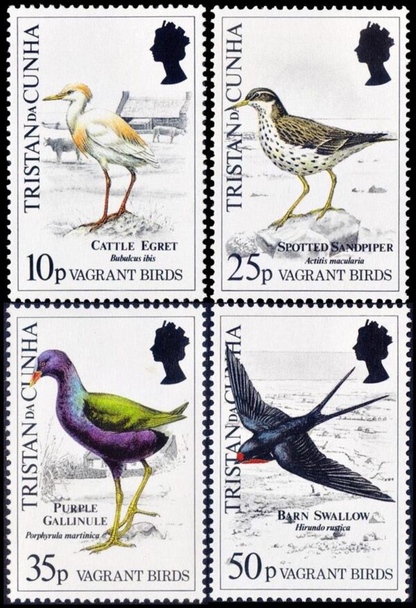 TRISTAN DA CUNHA/SELLOS, 1989 - FAUNA - AVES VAGABUNDAS - YV 461/64 - 4 VALORES - NUEVO - MINT