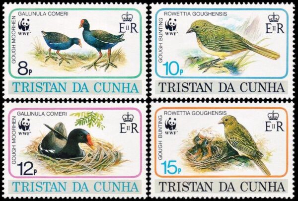 TRISTAN DA CUNHA/SELLOS, 1991 - W.W.F. - FAUNA PROTEGIDA - AVES - YV 491/94 - 4 VALORES - NUEVO - MINT