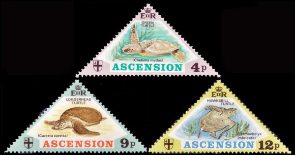 ASCENSION/SELLOS, 1973 - FAUNA - TORTUGAS MARINAS - YV 171/73 - 3 VALORES - NUEVO