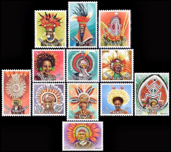 PAPUA NUEVA GUINEA,  1977-1978 - SELLOS ORDINARIOS - COFIAS REGIONALES - YV 318/9 + 340/49  - 12 VALORES - NUEVO - MINT