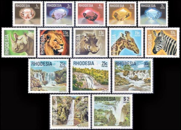 RHODESIA/STAMPS, 1978 - ORDINARY STAMPS – MINERALS – FAUNA – VIEWS AND LANDSCAPES - YV 300/14 - 15 VALUES - MNH