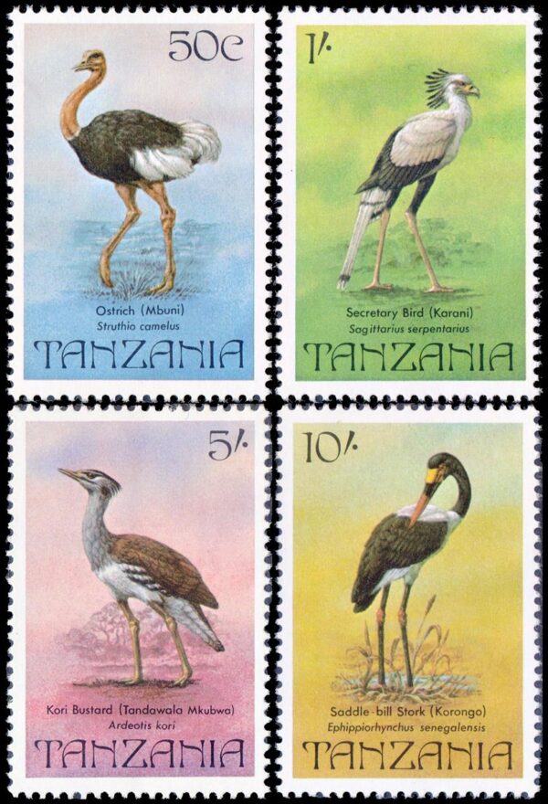 TANZANIA/SELLOS, 1982 - FAUNA - AVES - YV 195/198 - 4 VALORES - NUEVO - MINT