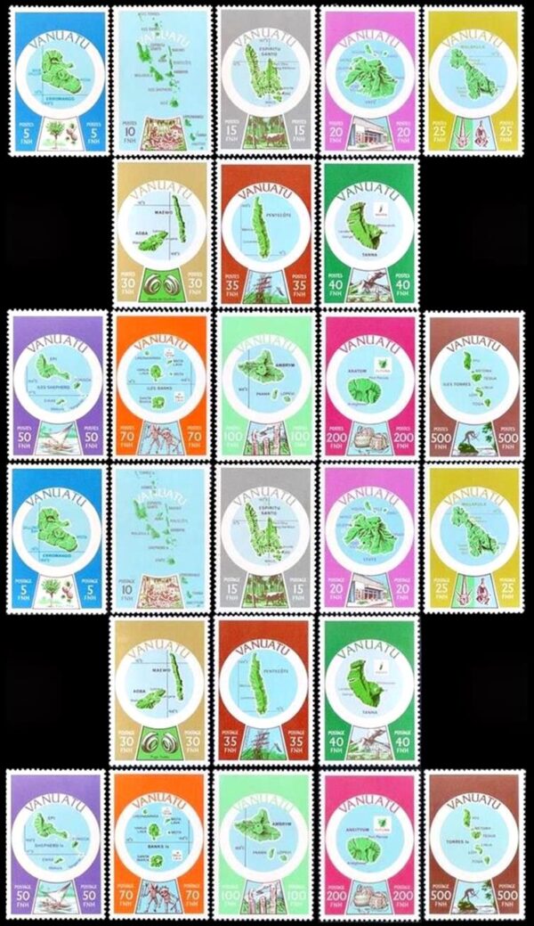 VANUATU/SELLOS, 1980 - SELLOS ORDINARIOS - CARTOGRAFÍA - LEYENDA EN INGLES (POSTAGE) LEYENDA EN FRANCES (POSTES) - YV  583/608 - 26 VALORES - NUEVO - MNH