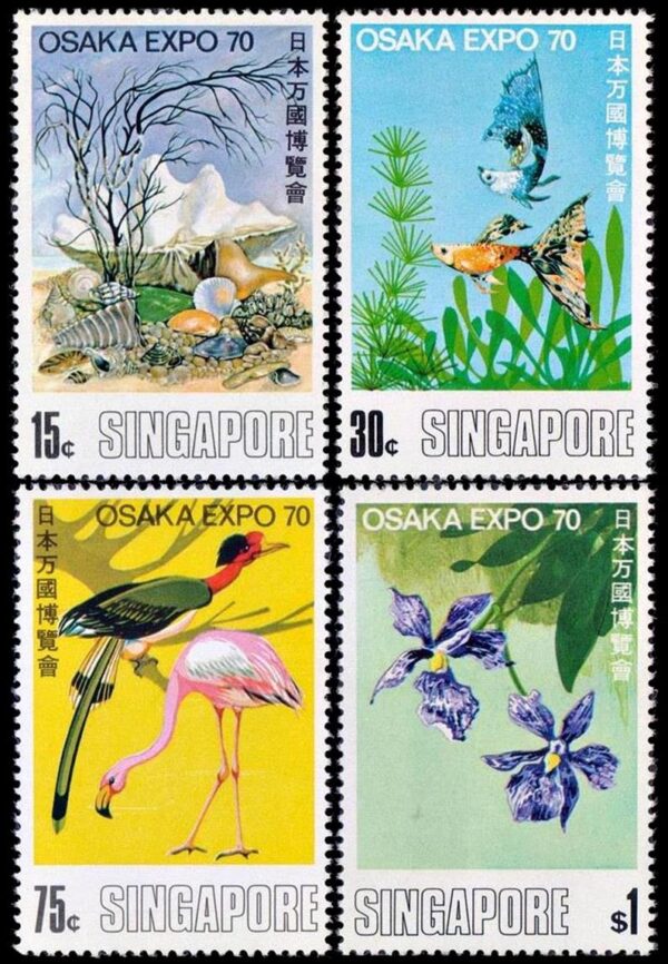 SINGAPUR/SELLOS, 1970 - FLORA Y FAUNA - OSAKA - JAPON - YV 108/111 - 4 VALORES - NUEVO - MINT