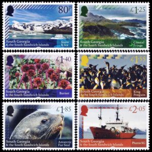 SOUTH GEORGIAS/STAMPS, 2024 - FAUNA - PENGUINS - MARINE MAMMALS - FLOWERS - BOATS - 6 VALUES - MNH