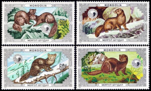 MONGOLIA/STAMPS, 1986 - PROTECTION OF FUR-TAKING ANIMALS - MARTEN - MAMMALS - YV 1417/20 - 4 VALUES - MINT