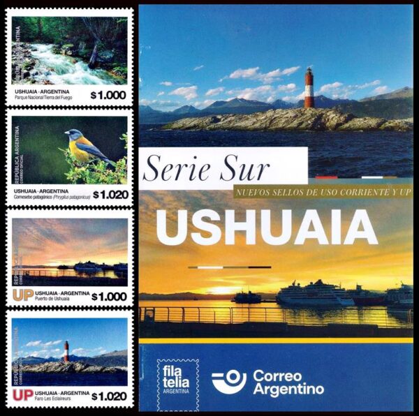 ARGENTINA/SELLOS, 2023 - SELLOS ORDINARIOS - SELLOS U.P. - SERIE SUR USHUAIA - CAT GJ 4449/4452 - 4 VALORES - PACK DEL CORREO ARGENTINO - NUEVO - MINT