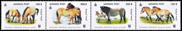 MONGOLIA/STAMPS, 2000 - W.W.F. - PROTECTION OF NATURE - MONGOLIAN WILD HORSE - YV 2461A/2461D - 4 VALUES - MNH