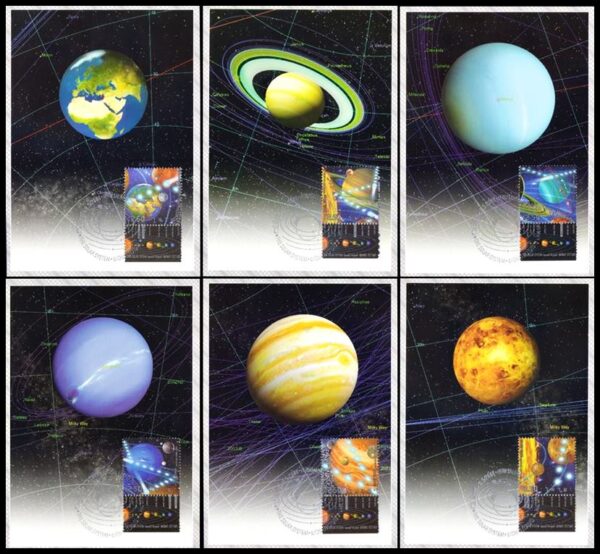 ISRAEL/MAXIMUM CARDS, 2006 - SOLAR SYSTEM - PLANETS - YV 1788/93 - 6 CARDS