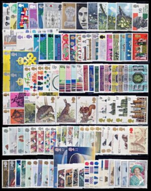 GREAT BRITAIN – LOT OF 120 STAMPS – COMPLETE SETS – MNH – 30% DISCOUNT OFF CATALOG PRICE
