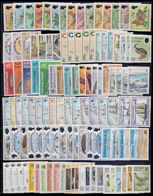 MALVINAS – LOTE 108 SELLOS – SERIES COMPLETAS – NUEVO – MINT – 30 % DE DESCUENTO SOBRE PRECIO CATALOGO