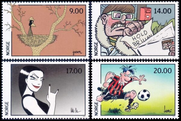 NORUEGA/SELLOS, 2011 - ARTE - HUMOR GRAFICO - YV 1708/11 - 4 VALORES - NUEVO - MINT