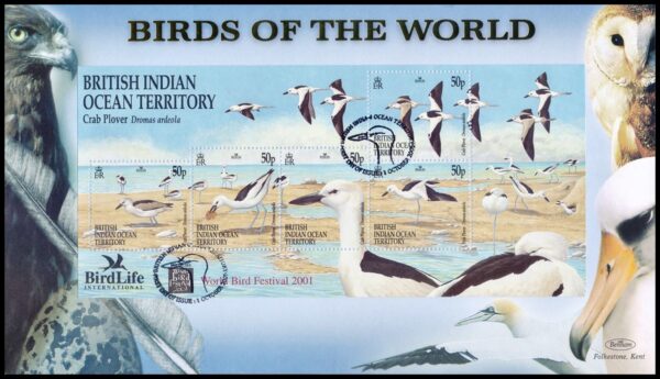 BRITISH INDIAN OCEAN (BIOT) COVERS, 2001 - FAUNA - BIRDS - BIRDLIFE INTERNATIONAL - YV BF 16 - SOUVENIR SHEET - FDC