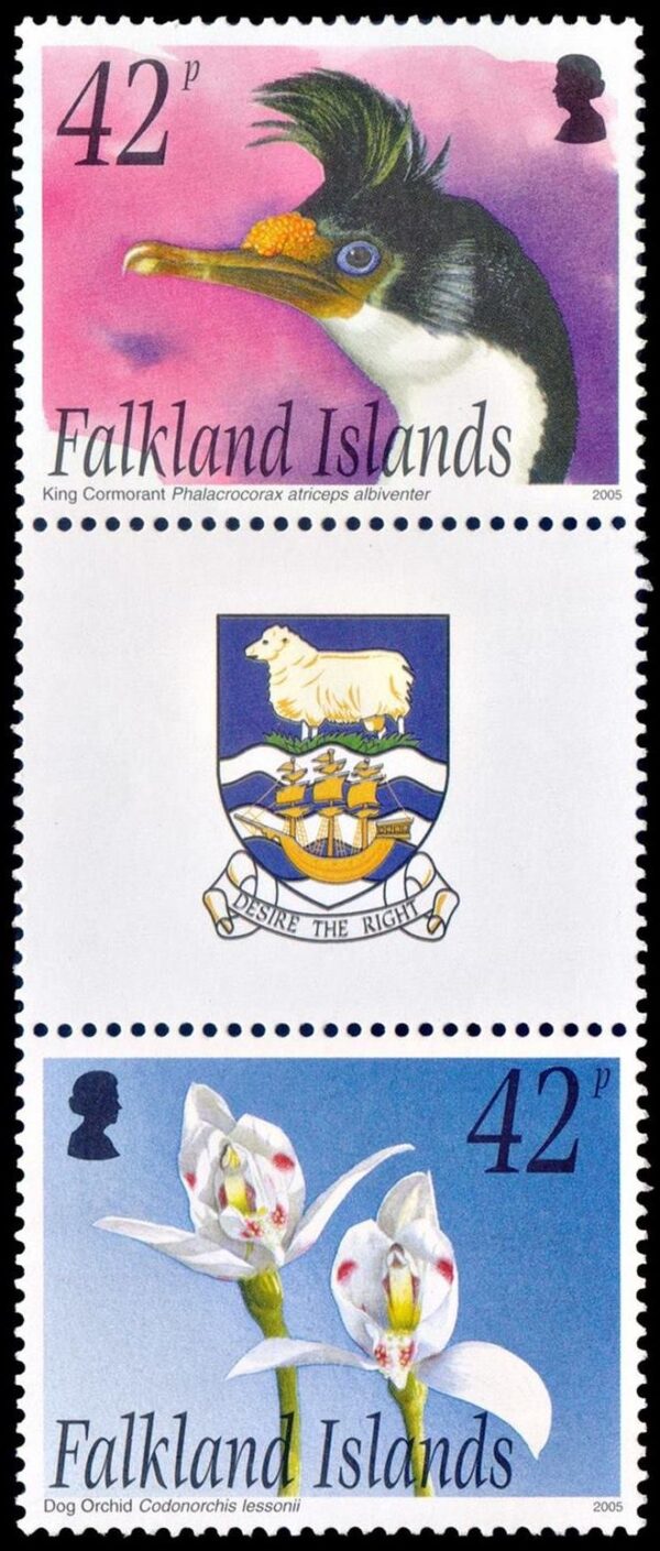 MALVINAS/SELLOS, 2005 – ISLAS – FAUNA – FLORA – SEA LYON ISLAND – MILESIMA 2005 – YV 906/07 – 2 VALORES - ENTRECINTA – NUEVO – MINT