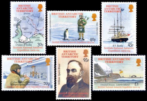 BRITISH ANTARCTICA (BAT) STAMPS, 2002 - SCOTTISH EXPEDITION TO ANTARCTICA - YV 349/54 - 6 VALUES - MNH